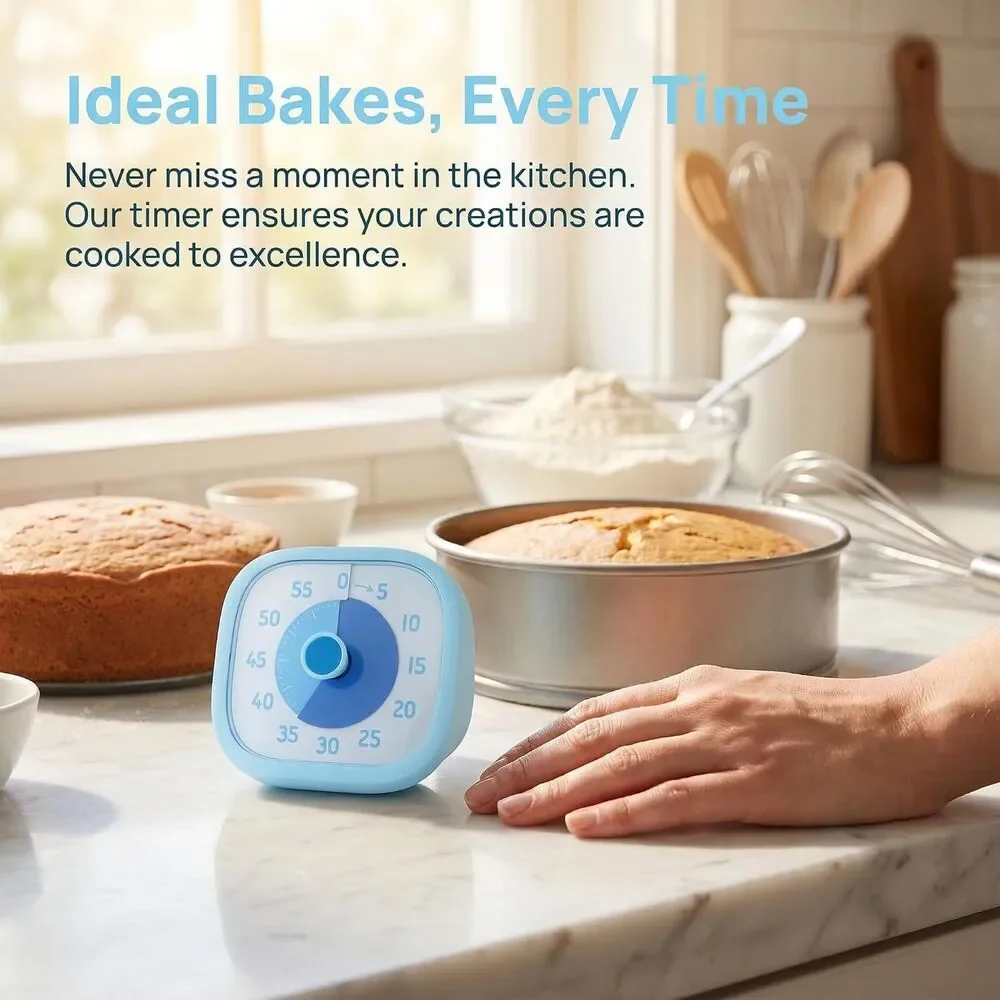 60 Minute Digital Visual Timer Loud Alarm Countdown Kitchen Student Clock Blue